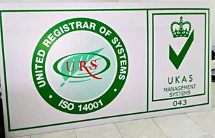 ผลิตป้าย ISO 14001 สติ๊กเกอร์ติดบนแผ่นสแตนเลส นิคมอุตสาหกรรมโรจนะ อยุธยา